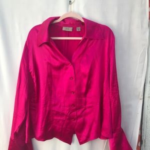I.E. Women Vintage Fuchsia Silk Blouse 22W